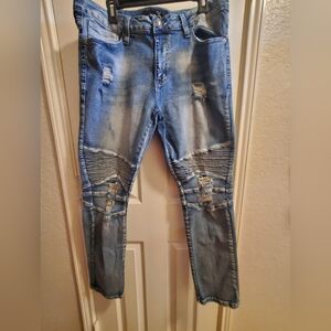 Rue21 Men's Distressed Blue Jeans ' Skinny Supreme Flex - 36×32